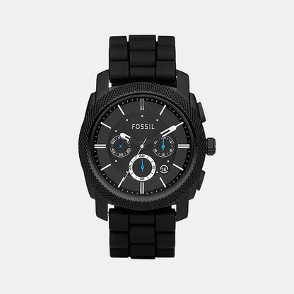 Fossil Machine Men Quartz Black Dial Chronograph Silicone Watch Fs4487
