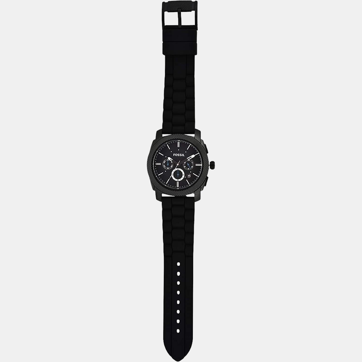 Fossil Machine Men Quartz Black Dial Chronograph Silicone Watch Fs4487