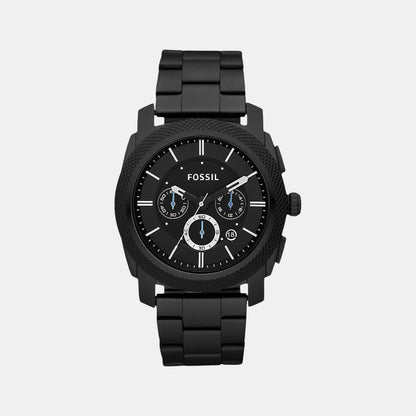 Fossil Machine Men Quartz Black Dial Chronograph Stainless Steel Watch Fs4552