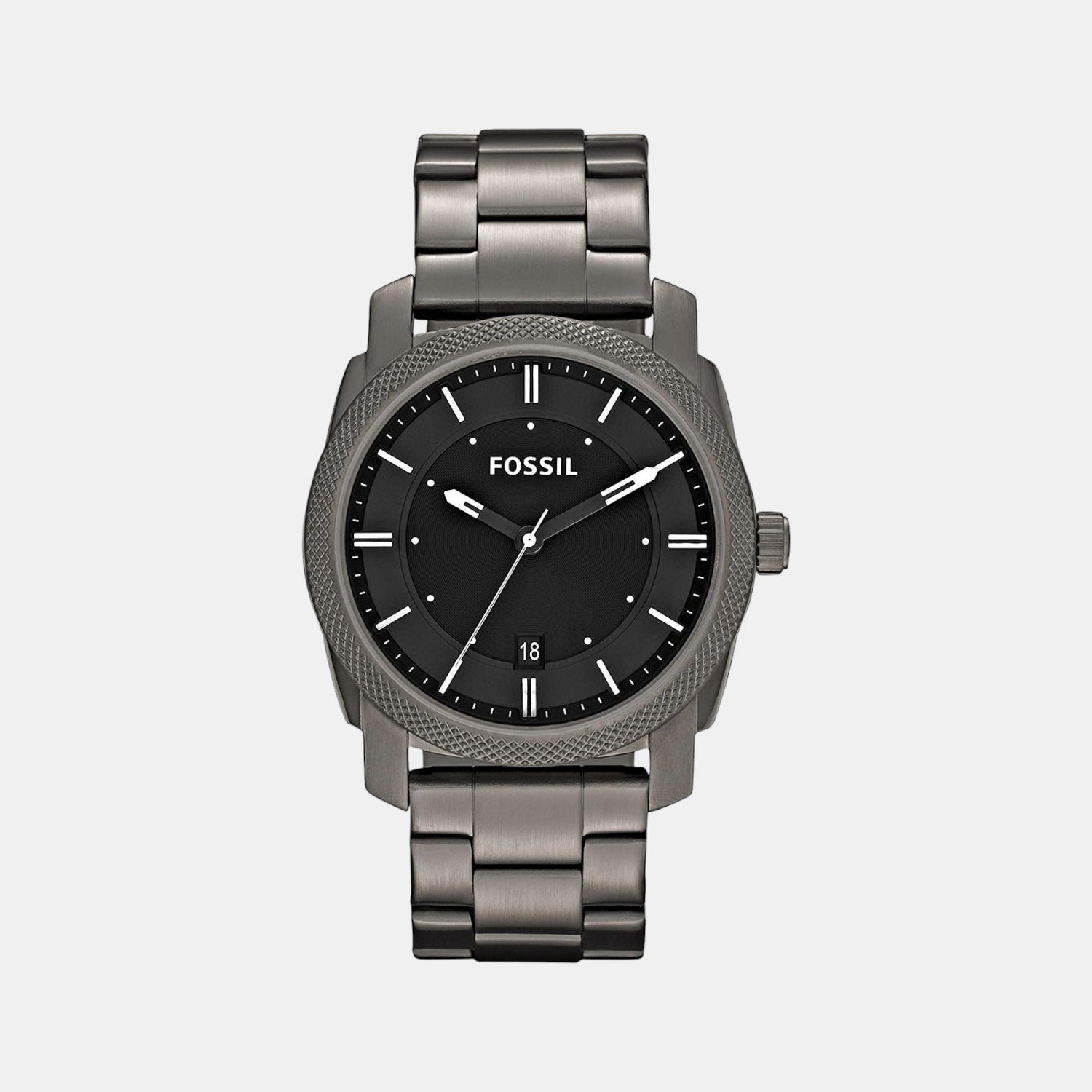 Fossil Machine Men Quartz Black Dial Analog Stainless Steel Watch Fs4774