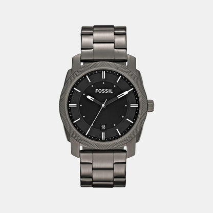 Fossil Machine Men Quartz Black Dial Analog Stainless Steel Watch Fs4774