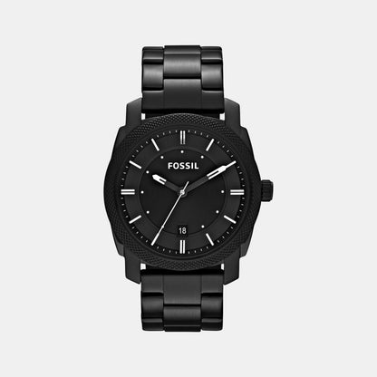 Fossil Machine Men Quartz Black Dial Analog Stainless Steel Watch Fs4775