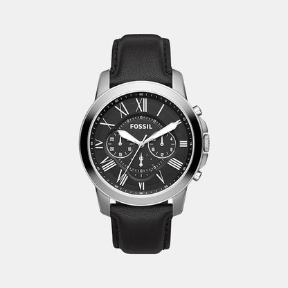Fossil Grant Men Quartz Black Dial Chronograph Leather Watch Fs4812