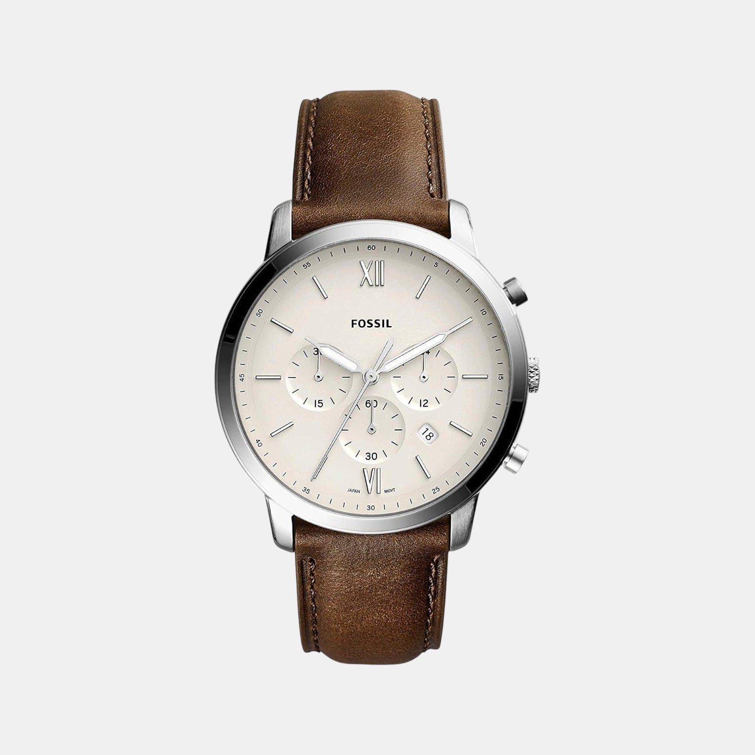 Fossil Neutra Men Quartz Cream Dial Chronograph Leather Watch Fs5380