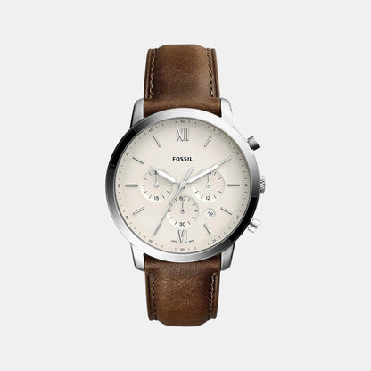 Fossil Neutra Men Quartz Cream Dial Chronograph Leather Watch Fs5380