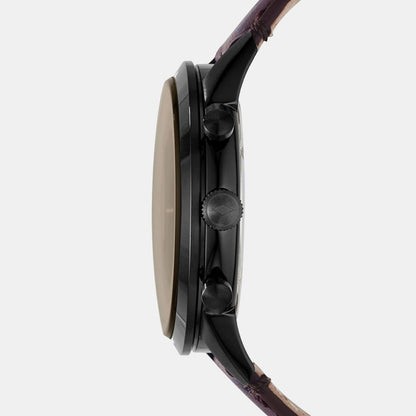 Fossil Towns Men Quartz Black Dial Chronograph Leather Watch Fs5437