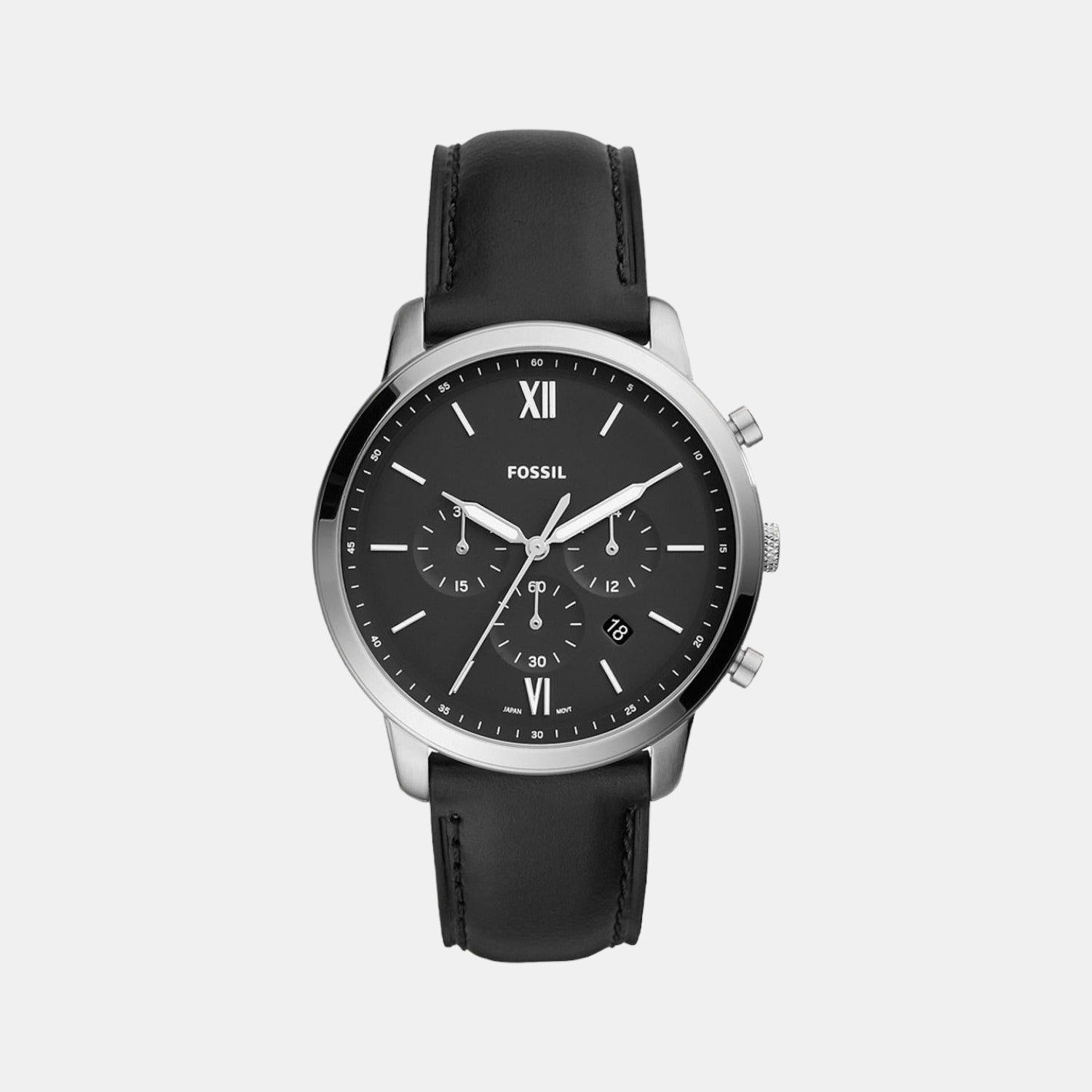 Fossil Neutra Men Quartz Black Dial Chronograph Leather Watch Fs5452