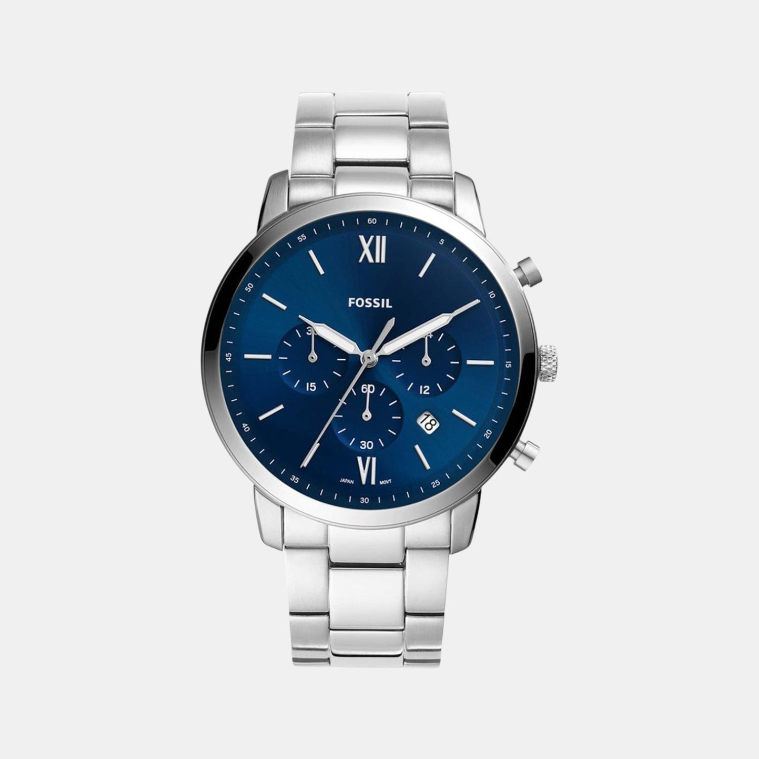 Fossil Neutra Men Quartz Blue Dial Chronograph Stainless Steel Watch Fs5792