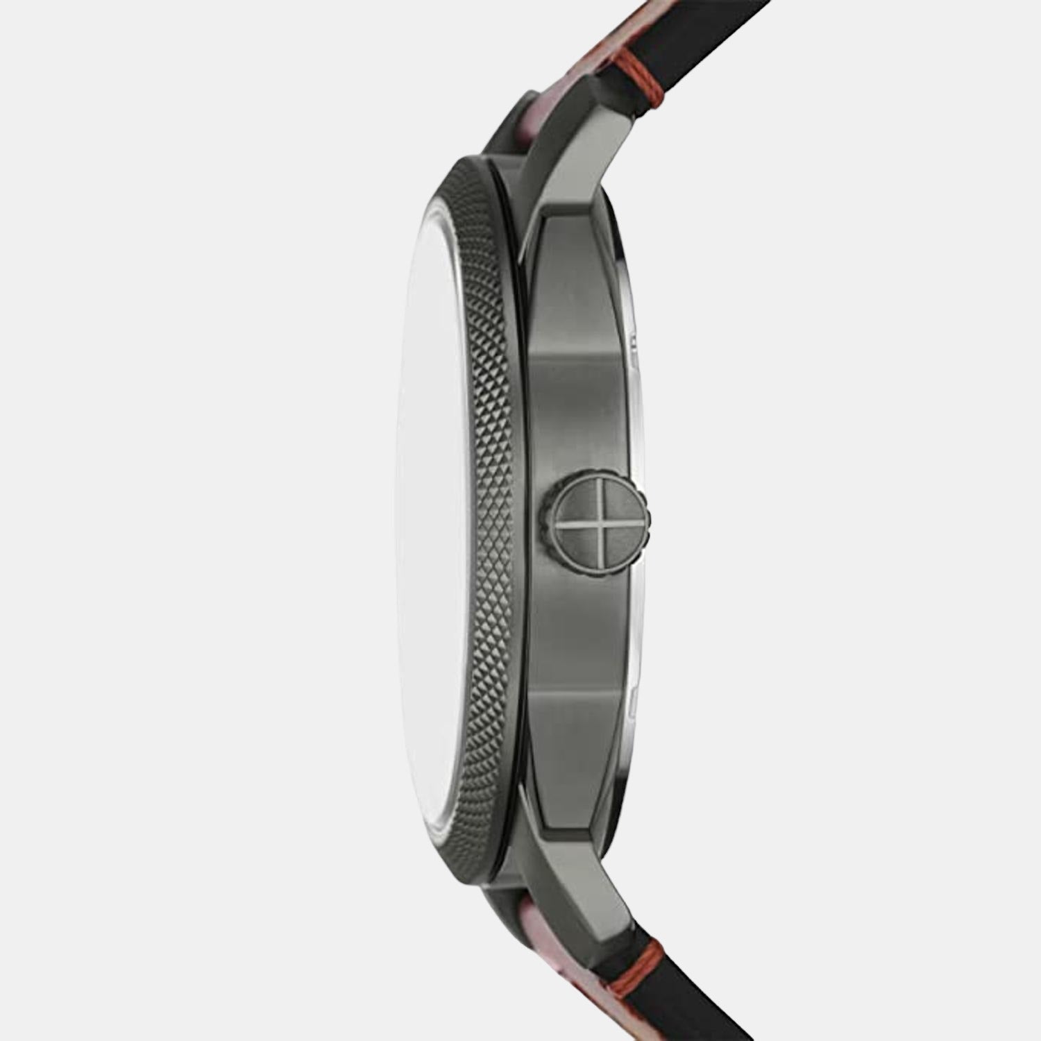 Fossil Machine Men Quartz Grey Dial Analog Leather Watch Fs5900