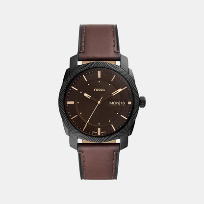Fossil Machine Men Quartz Black Dial Analog Leather Watch Fs5901