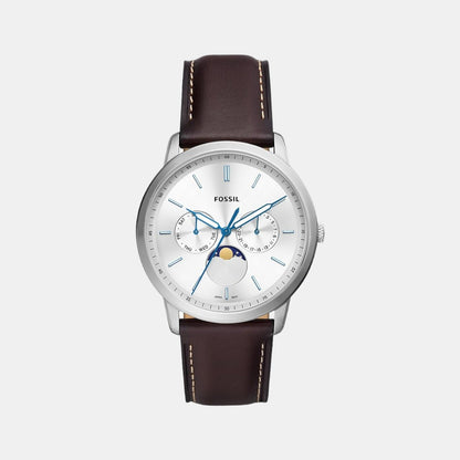 Fossil Neutra Men Quartz Silver Dial Multi-Function Leather Watch Fs5905