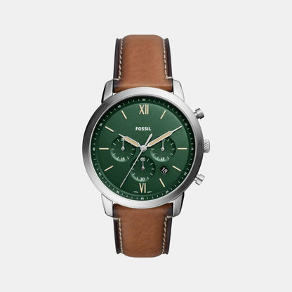 Fossil Neutra Men Quartz Green Dial Chronograph Leather Watch Fs5963