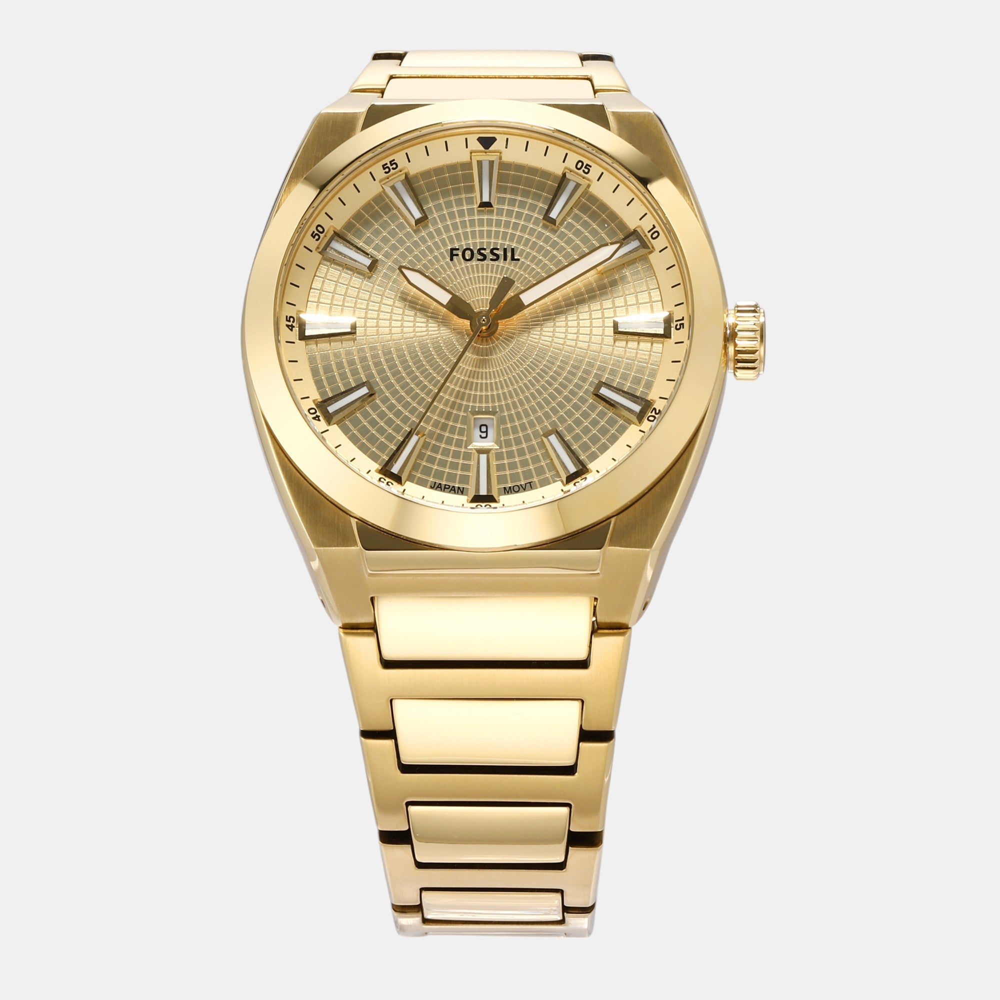 Fossil Everett Men Quartz Gold Dial Analog Stainless Steel Watch Fs5965