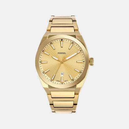 Fossil Everett Men Quartz Gold Dial Analog Stainless Steel Watch Fs5965