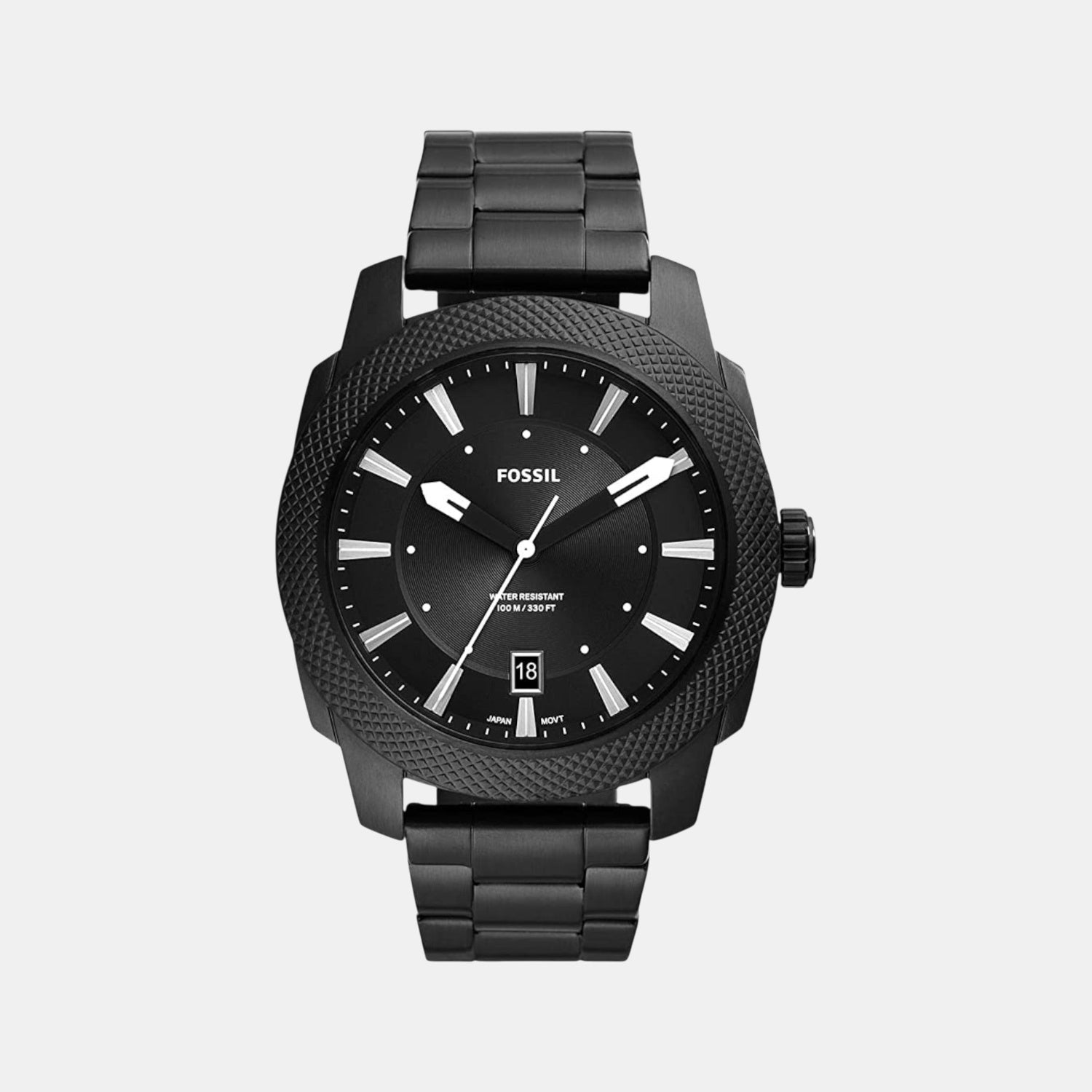 Fossil Machine Men Quartz Black Dial Analog Stainless Steel Watch Fs5971