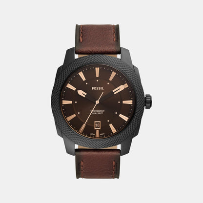 Fossil Machine Men Quartz Black Dial Analog Leather Watch Fs5972