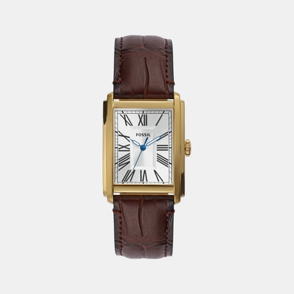 Fossil Carraway Men Quartz Silver Dial Analog Leather Watch Fs6011