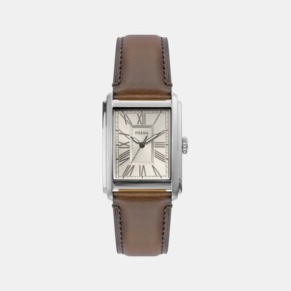 Fossil Carraway Men Quartz Cream Dial Analog Leather Watch Fs6012