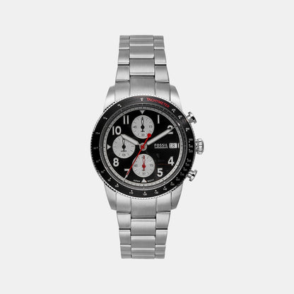 Fossil Sport Tourer Men Quartz Black Dial Chronograph Stainless Steel Watch Fs6045