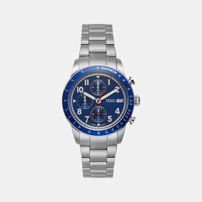 Fossil Sport Tourer Men Quartz Blue Dial Chronograph Stainless Steel Watch Fs6047