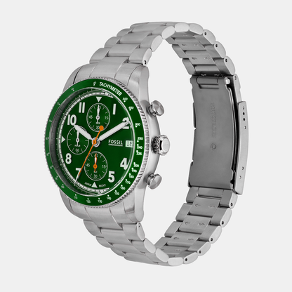 Fossil Sport Tourer Men Quartz Green Dial Chronograph Stainless Steel Watch Fs6048