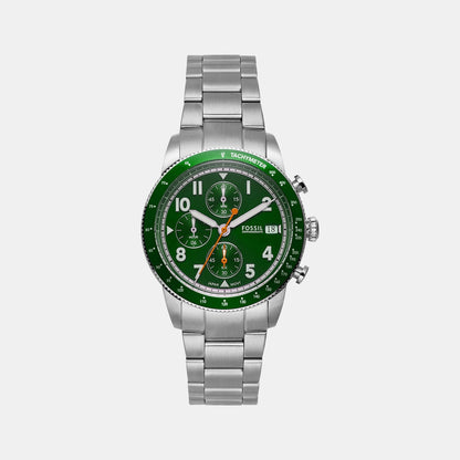 Fossil Sport Tourer Men Quartz Green Dial Chronograph Stainless Steel Watch Fs6048