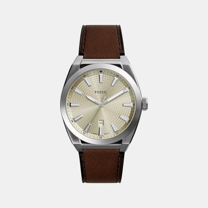 Fossil Everett Men Quartz Cream Dial Analog Leather Watch Fs6071
