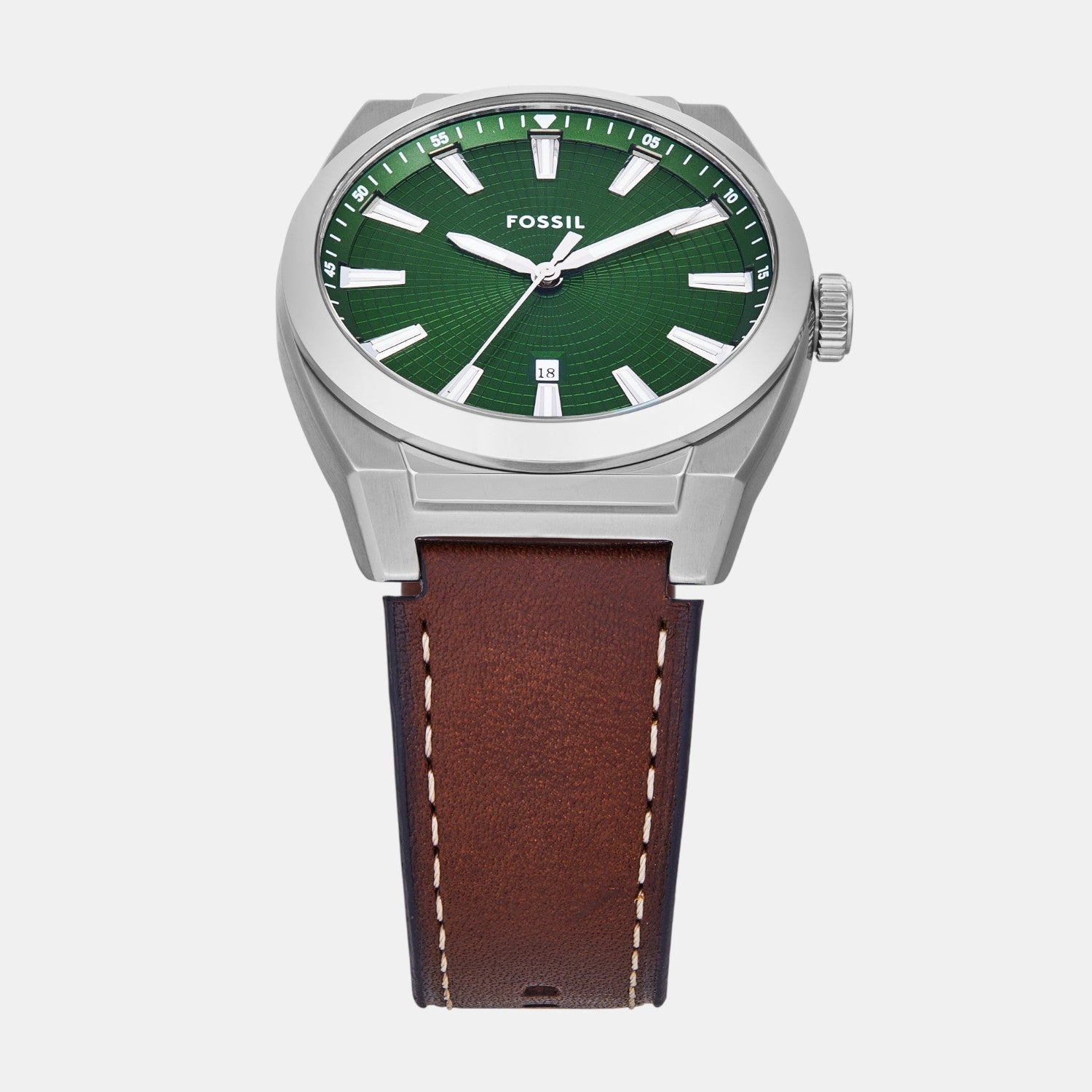 Fossil Everett Men Quartz Green Dial Analog Leather Watch Fs6080Set
