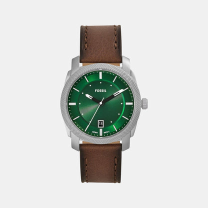 Fossil Machine Men Quartz Green Dial Analog Leather Watch Fs6085