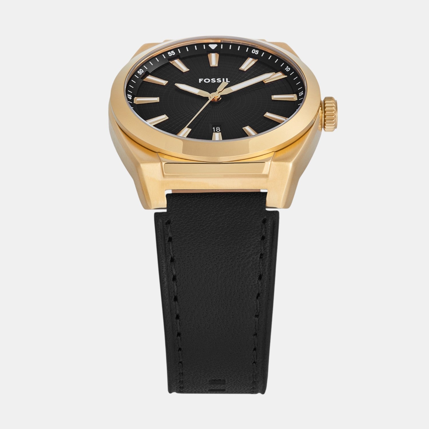 Fossil Everett Men Quartz Black Dial Analog Leather Watch Fs6089