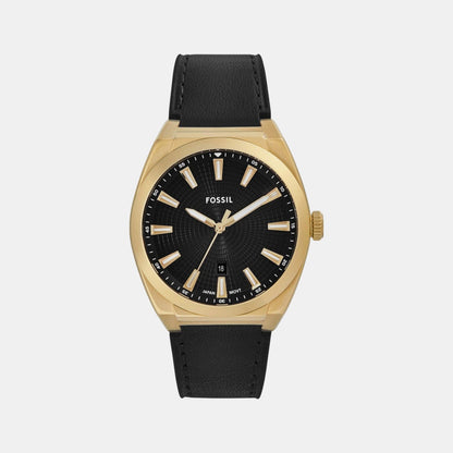 Fossil Everett Men Quartz Black Dial Analog Leather Watch Fs6089