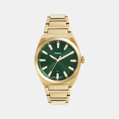 Fossil Everett Men Quartz Green Dial Analog Stainless Steel Watch Fs6090