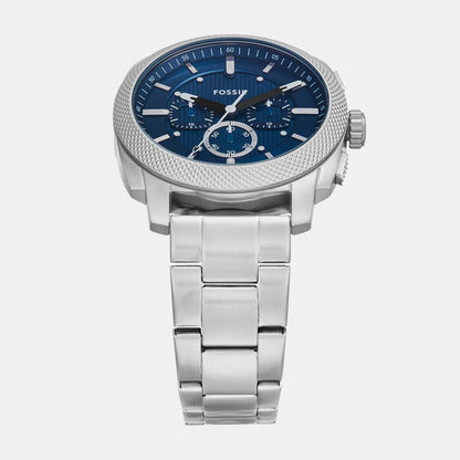 Fossil Machine Men Quartz Blue Dial Chronograph Stainless Steel Watch Fs6096