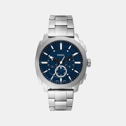 Fossil Machine Men Quartz Blue Dial Chronograph Stainless Steel Watch Fs6096