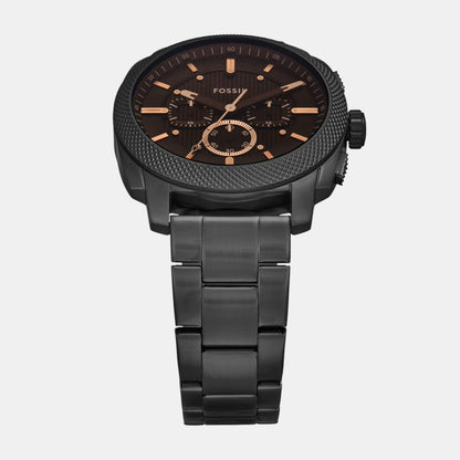 Fossil Machine Men Quartz Black Dial Chronograph Stainless Steel Watch Fs6097