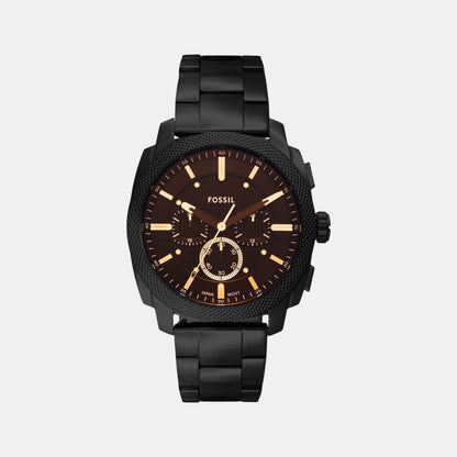 Fossil Machine Men Quartz Black Dial Chronograph Stainless Steel Watch Fs6097