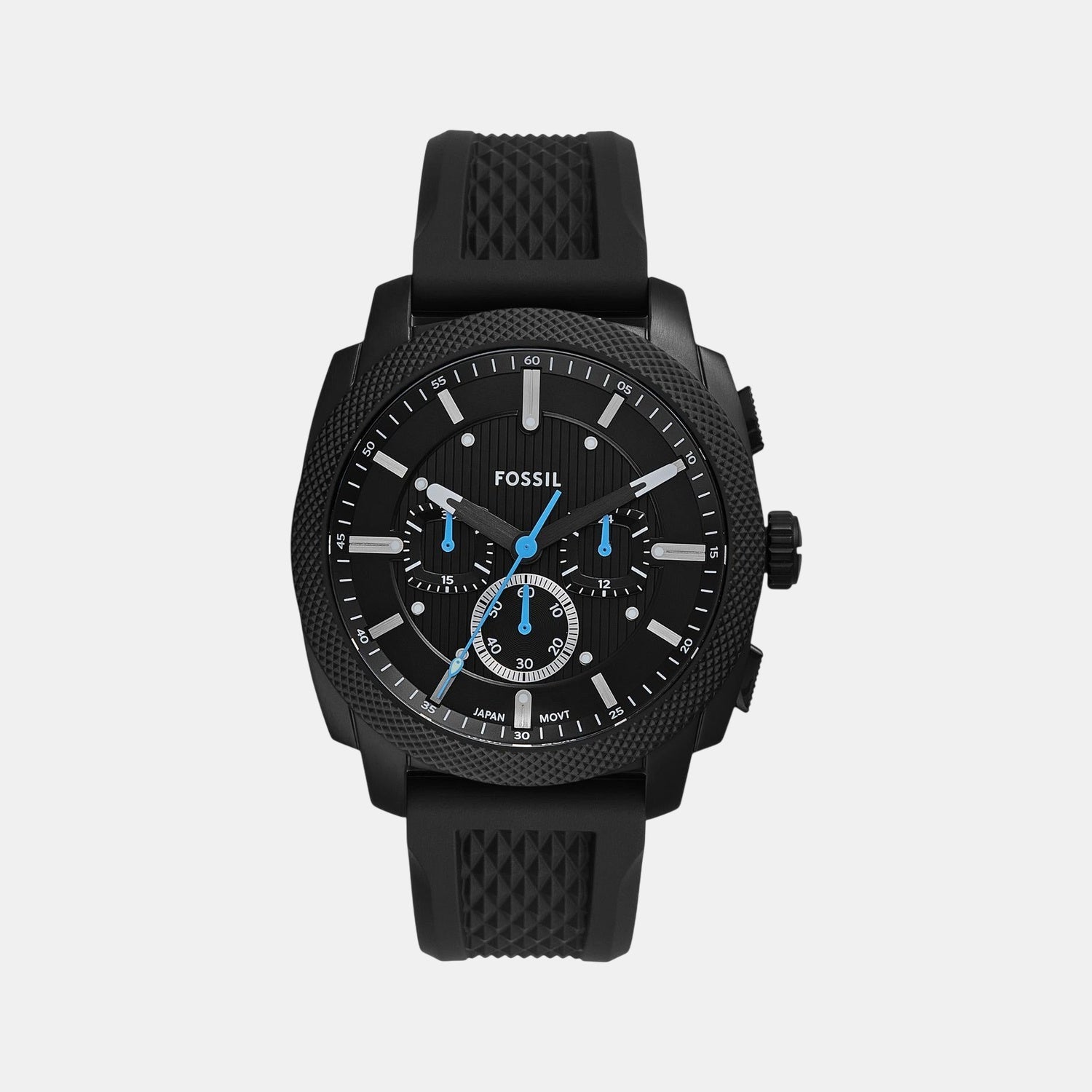 Fossil Machine Men Quartz Black Dial Chronograph Silicone Watch Fs6099