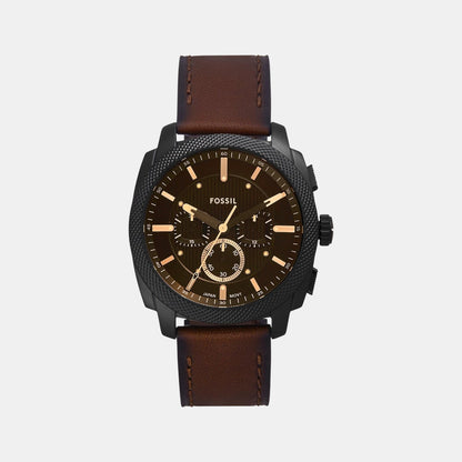 Fossil Machine Men Quartz Black Dial Chronograph Leather Watch Fs6101