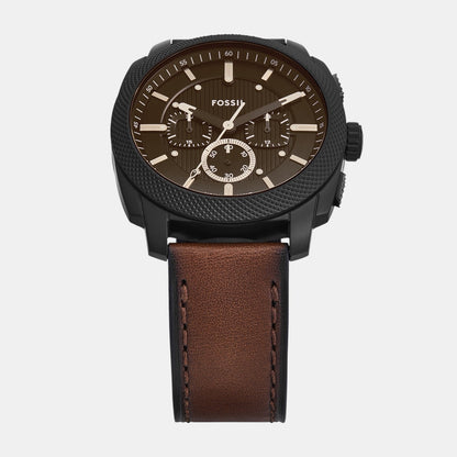 Fossil Machine Men Quartz Black Dial Chronograph Leather Watch Fs6102Set
