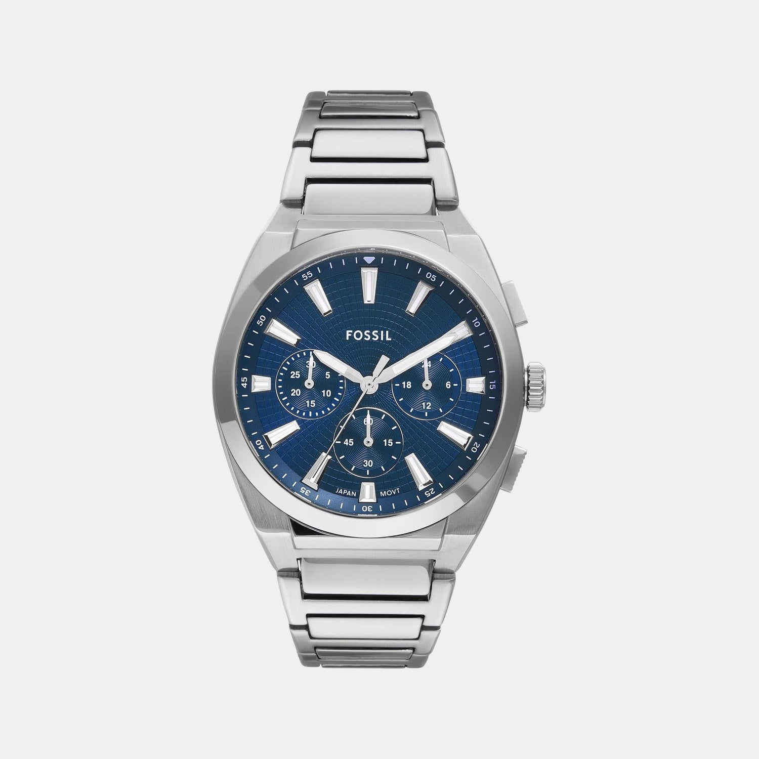 Fossil Everett Men Quartz Blue Dial Chronograph Stainless Steel Watch Fs6104