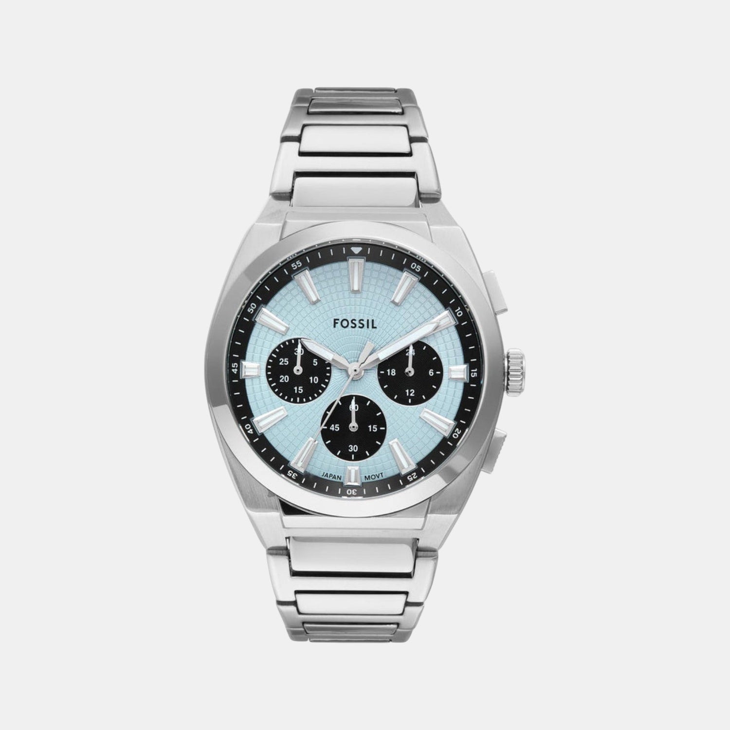 Fossil Everett Men Quartz Blue Dial Chronograph Stainless Steel Watch Fs6105