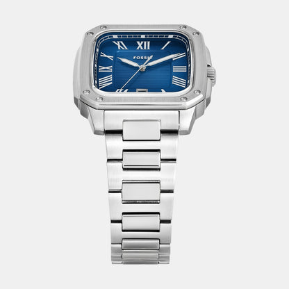 Fossil Men Quartz Blue Dial Analog Stainless Steel Watch Fs6121
