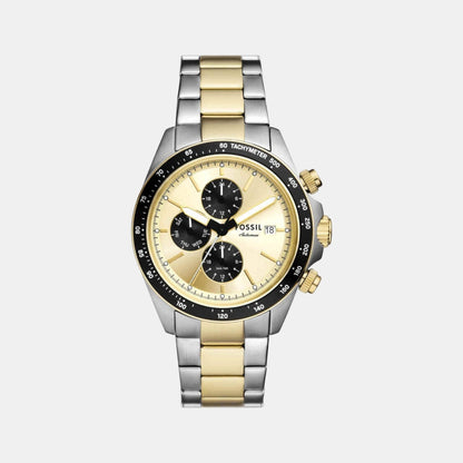 Fossil Autocross Men Quartz Gold Dial Chronograph Stainless Steel Watch Fs6126