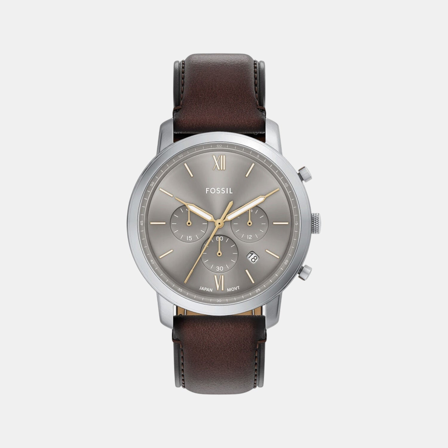 Fossil Neutra Men Quartz Grey Dial Chronograph Leather Watch Fs6129
