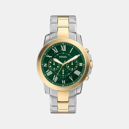 Fossil Grant Men Quartz Green Dial Chronograph Stainless Steel Watch Fs6131