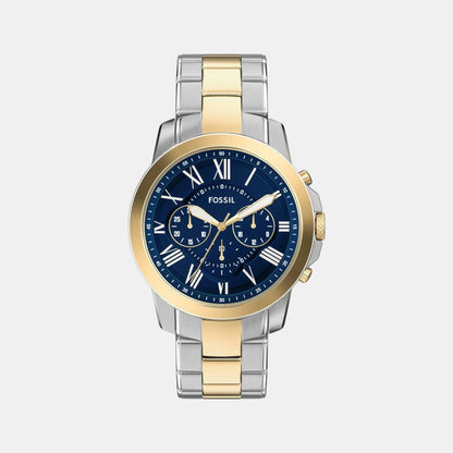 Fossil Grant Men Quartz Blue Dial Chronograph Stainless Steel Watch Fs6132