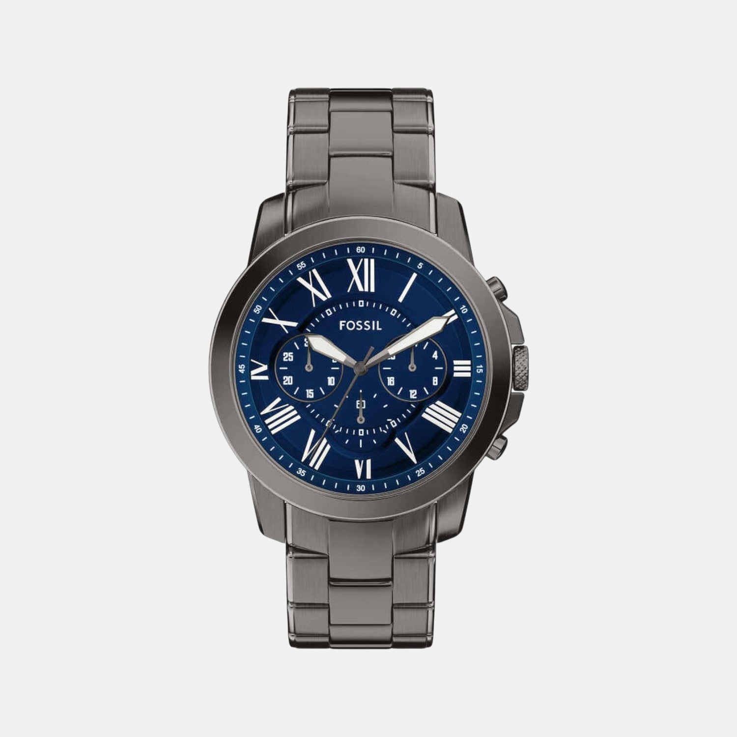 Fossil Grant Men Quartz Blue Dial Chronograph Stainless Steel Watch Fs6133