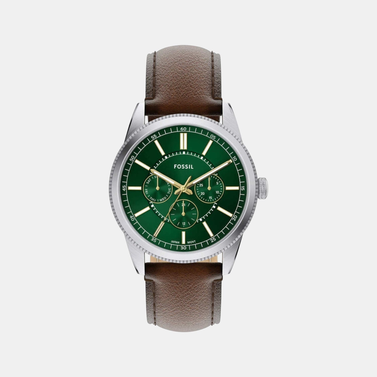 Fossil Pearson Men Quartz Green Dial Multi-Function Leather Watch Fs6137