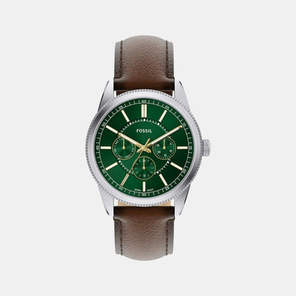 Fossil Pearson Men Quartz Green Dial Multi-Function Leather Watch Fs6137