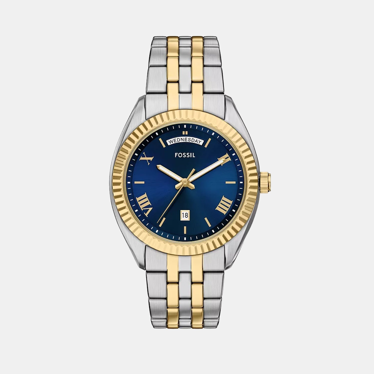 Fossil Campbell Men Quartz Blue Dial Analog Stainless Steel Watch Fs6141